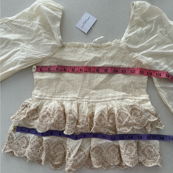 NWT American Eagle Outfitters Cream Puff Sleeve Blouse - Picture 8 of 8